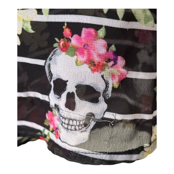 Torrid Women’s Size 3 Floral Skull Striped Sheer Tank Top - Picture 3 of 6
